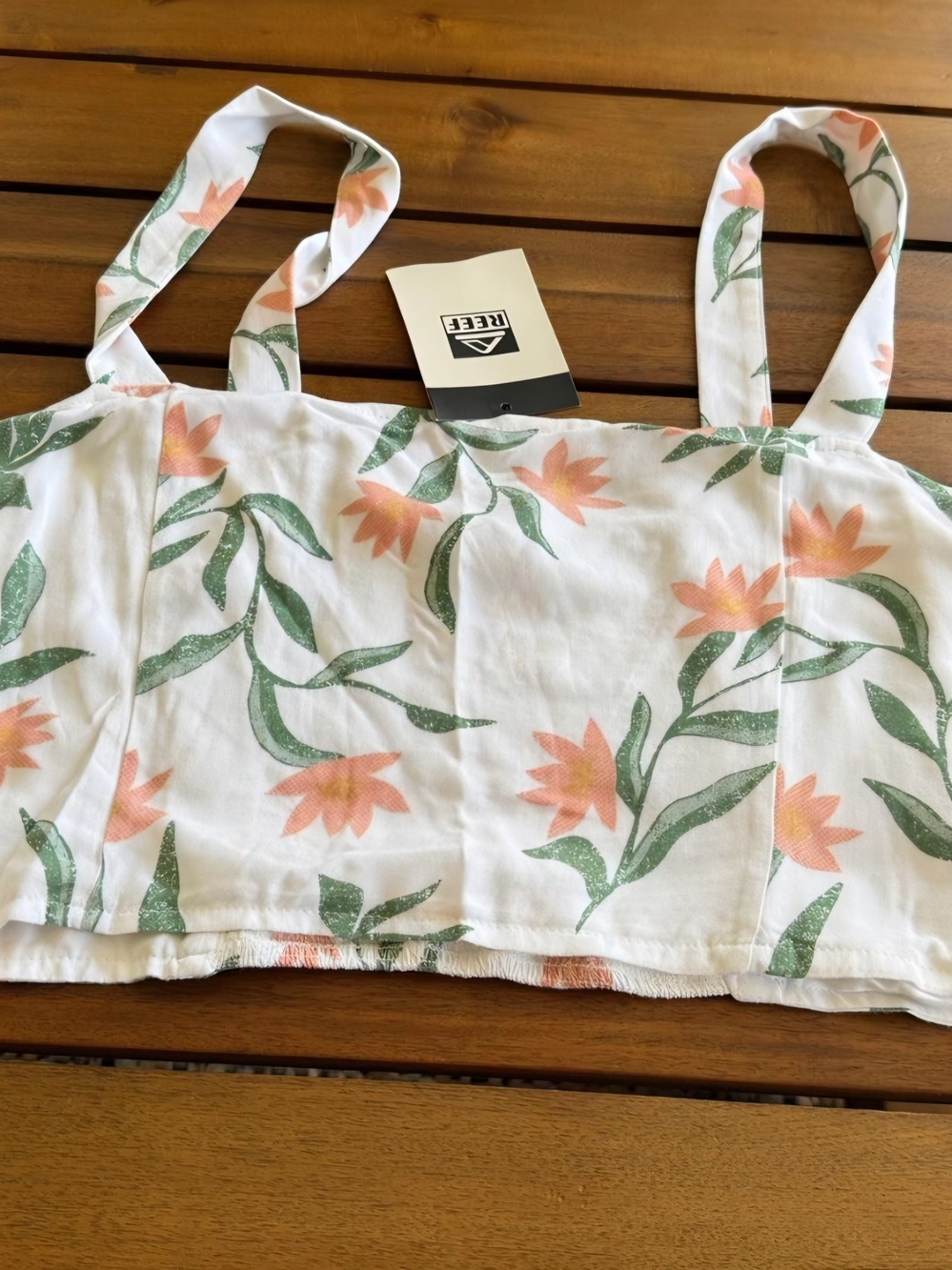Reef White Cropped Tank with Coral Floral Print